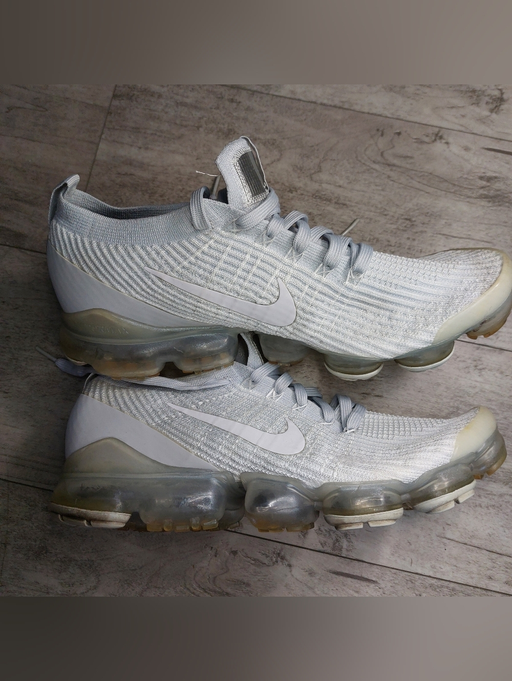 Nike Flyknit VaporMax Running Shoes - Light Gray/White